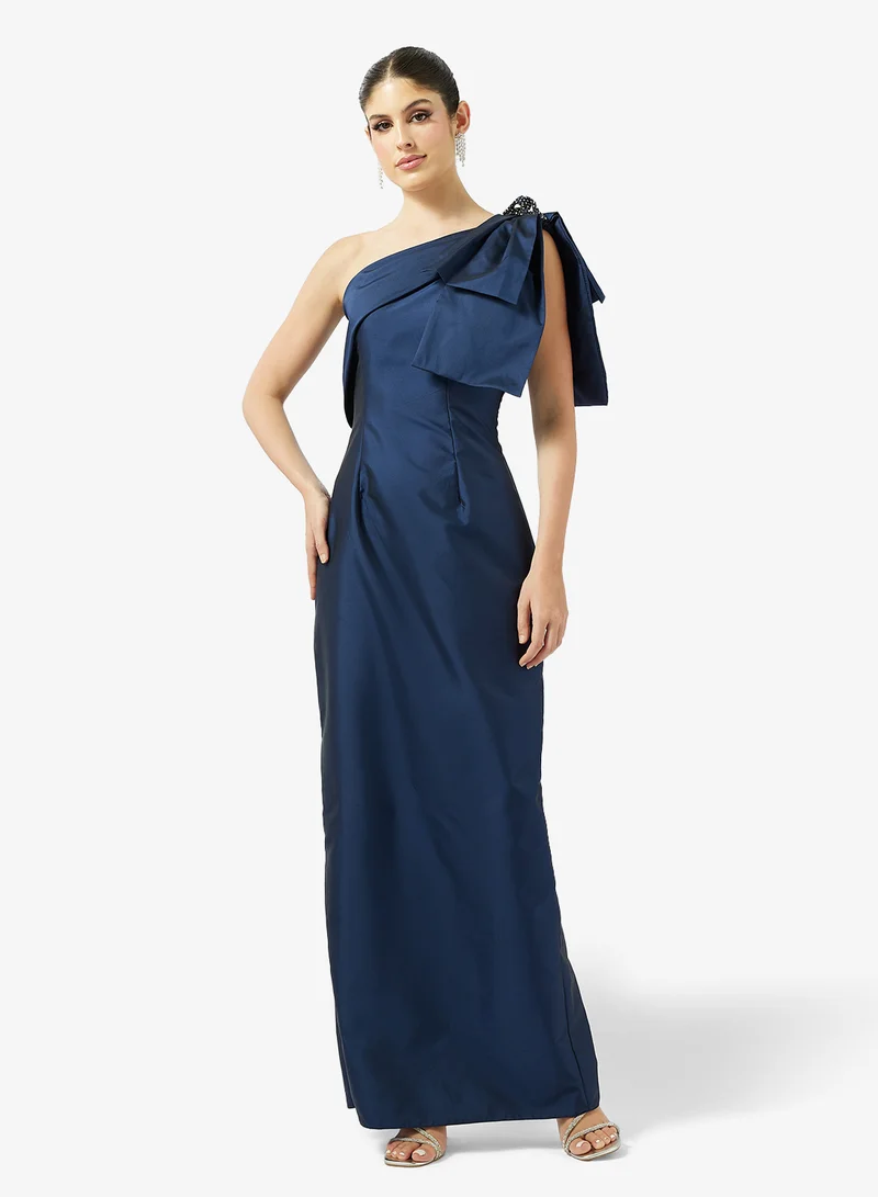 One Shoulder Evening Gown With Statement Bow